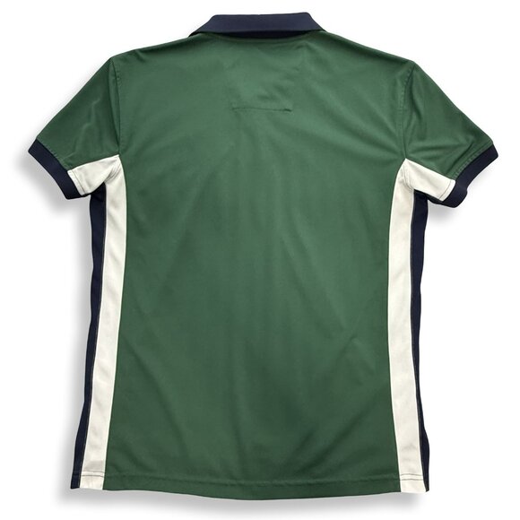 Nautica Polo Shirt Mens Med Slim Fit‎ Performance Sail Logo Green Navy White - Picture 2 of 9